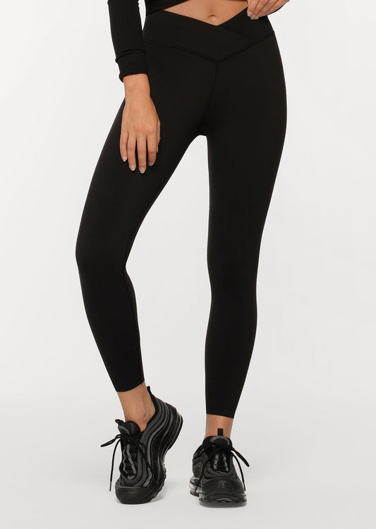 Lorna Jane Wrap Waistband Ankle Biter Leggings - Black