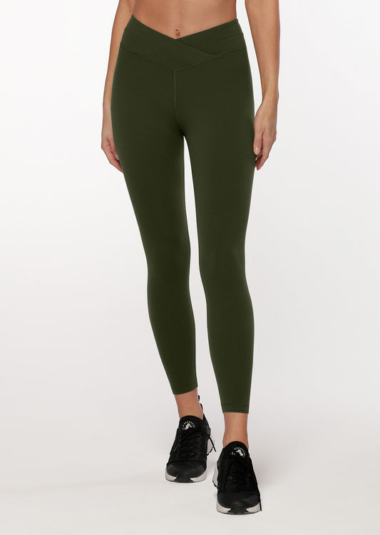 Lorna Jane Wrap Waistband Ankle Biter Leggings - Luxury Green