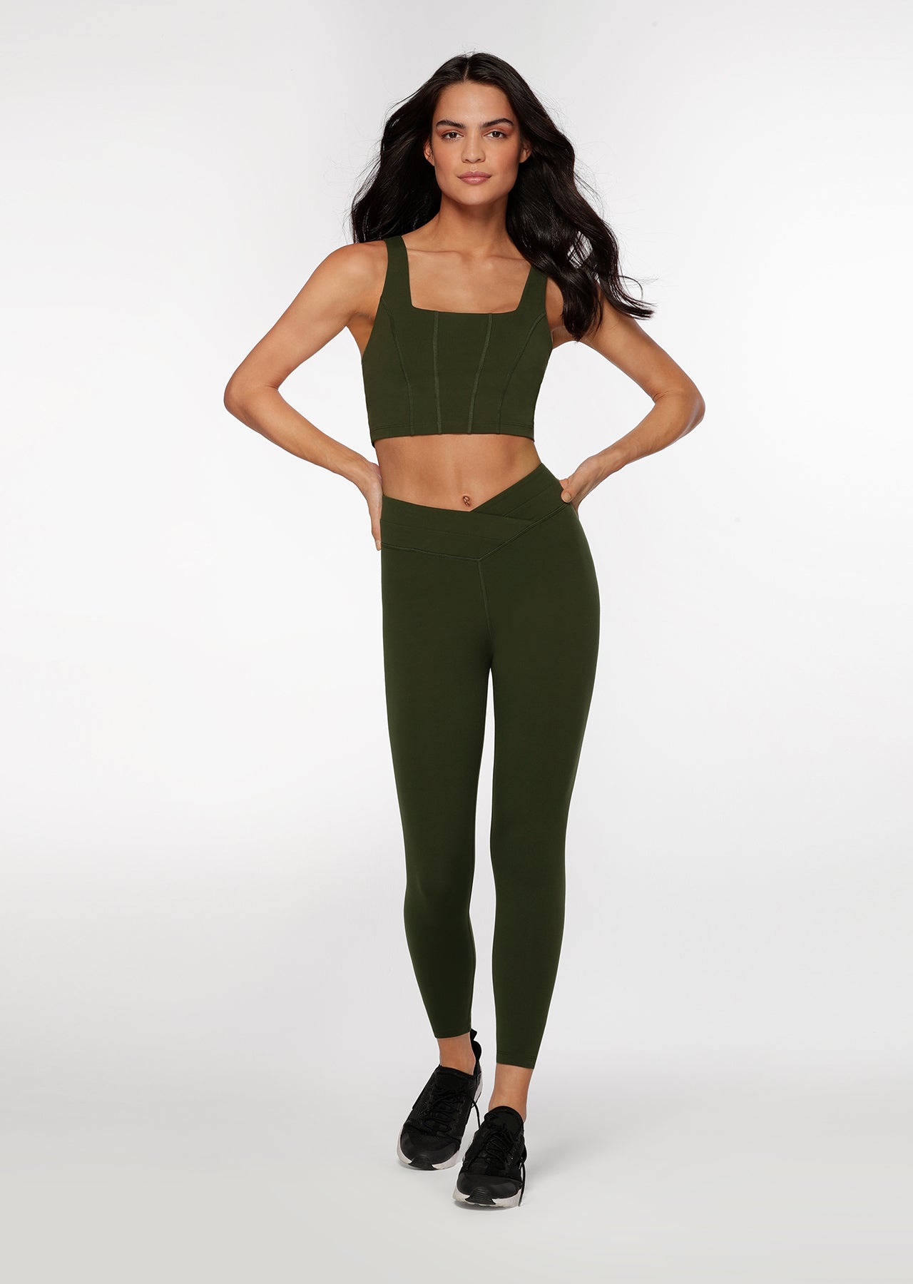 Lorna Jane Wrap Waistband Ankle Biter Leggings - Luxury Green