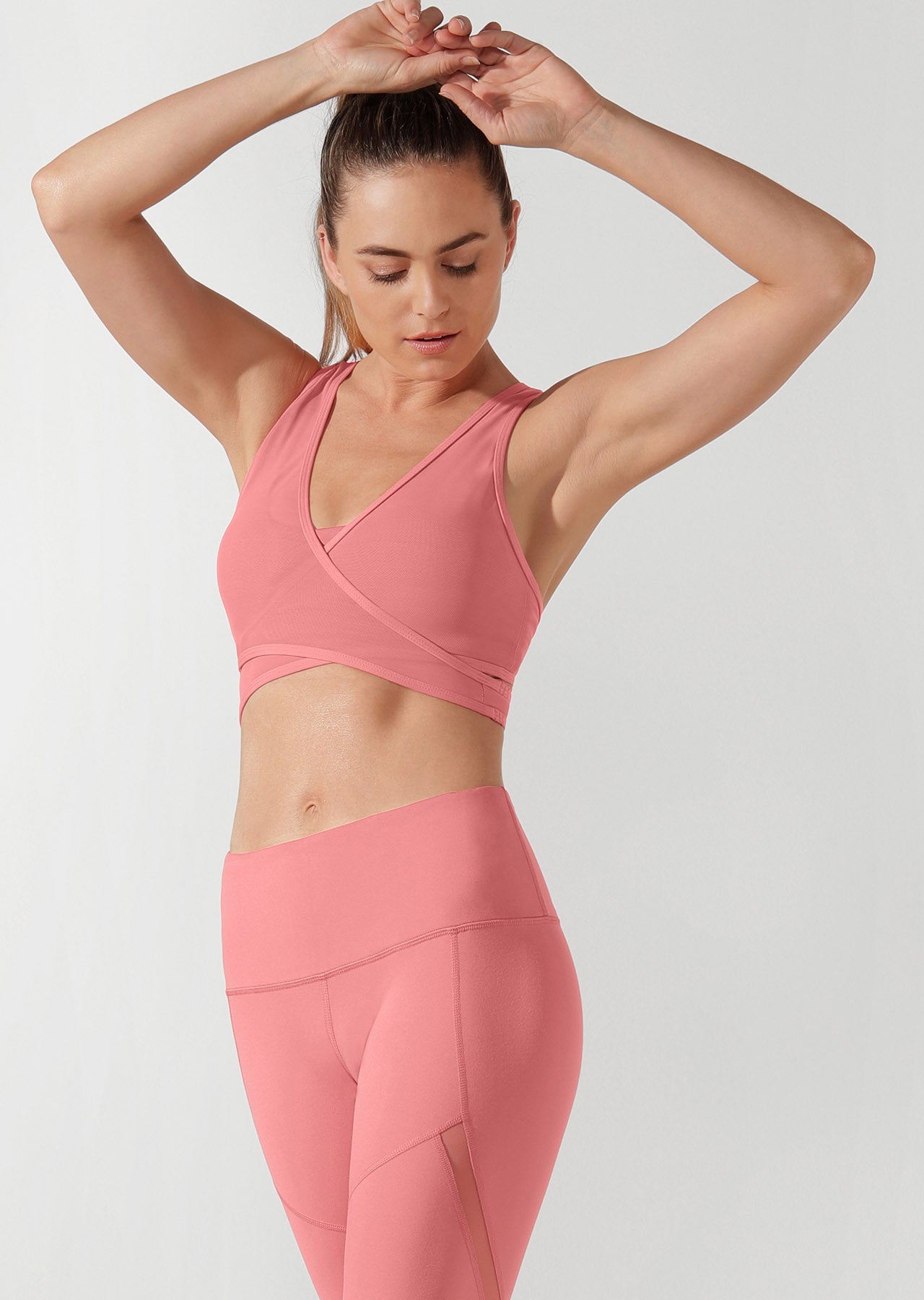 Lorna Jane Wrap Yoga Bra - Quartz Pink