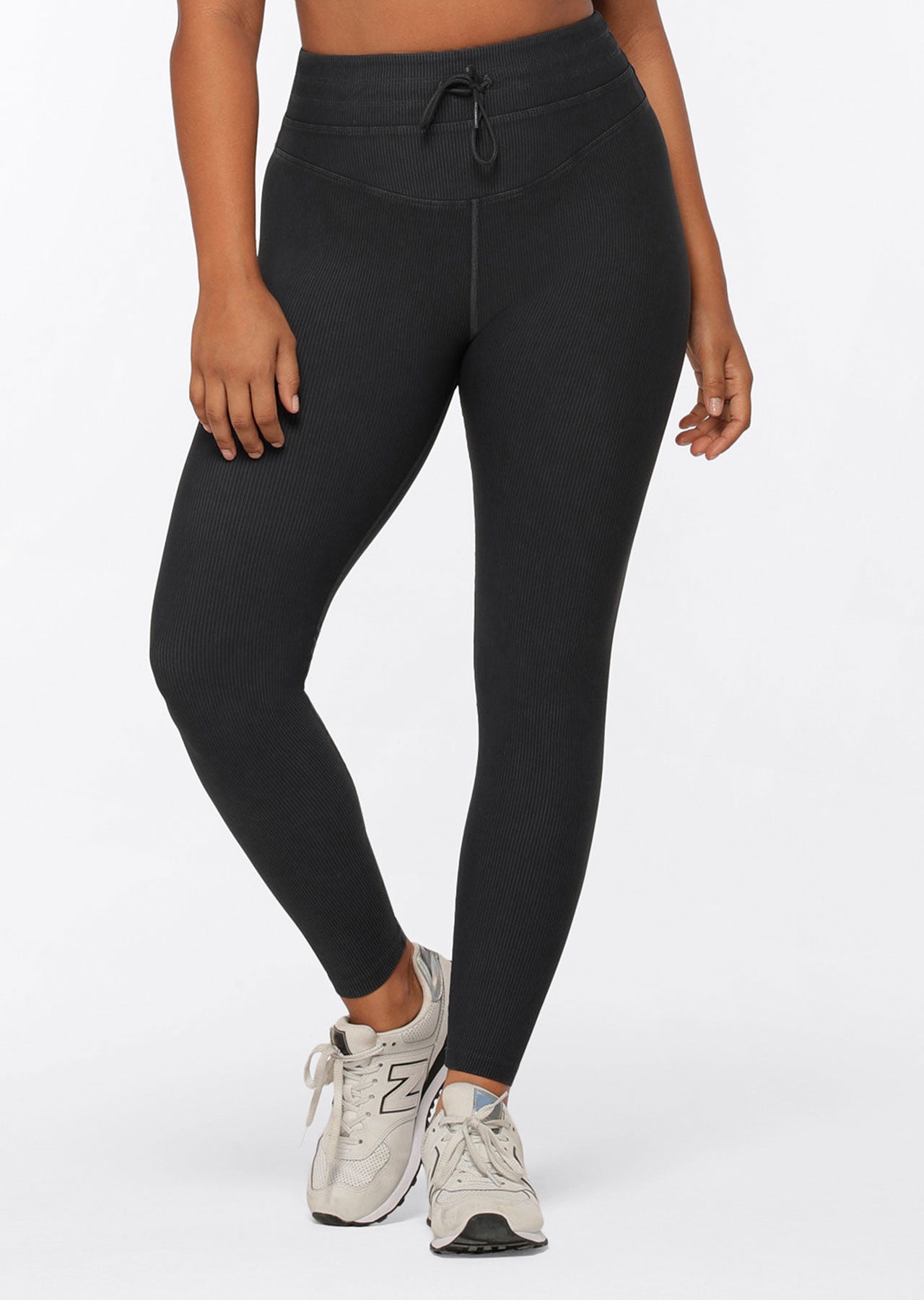 Lorna Jane Yin Washed Rib Full Length Leggings - Washed Black