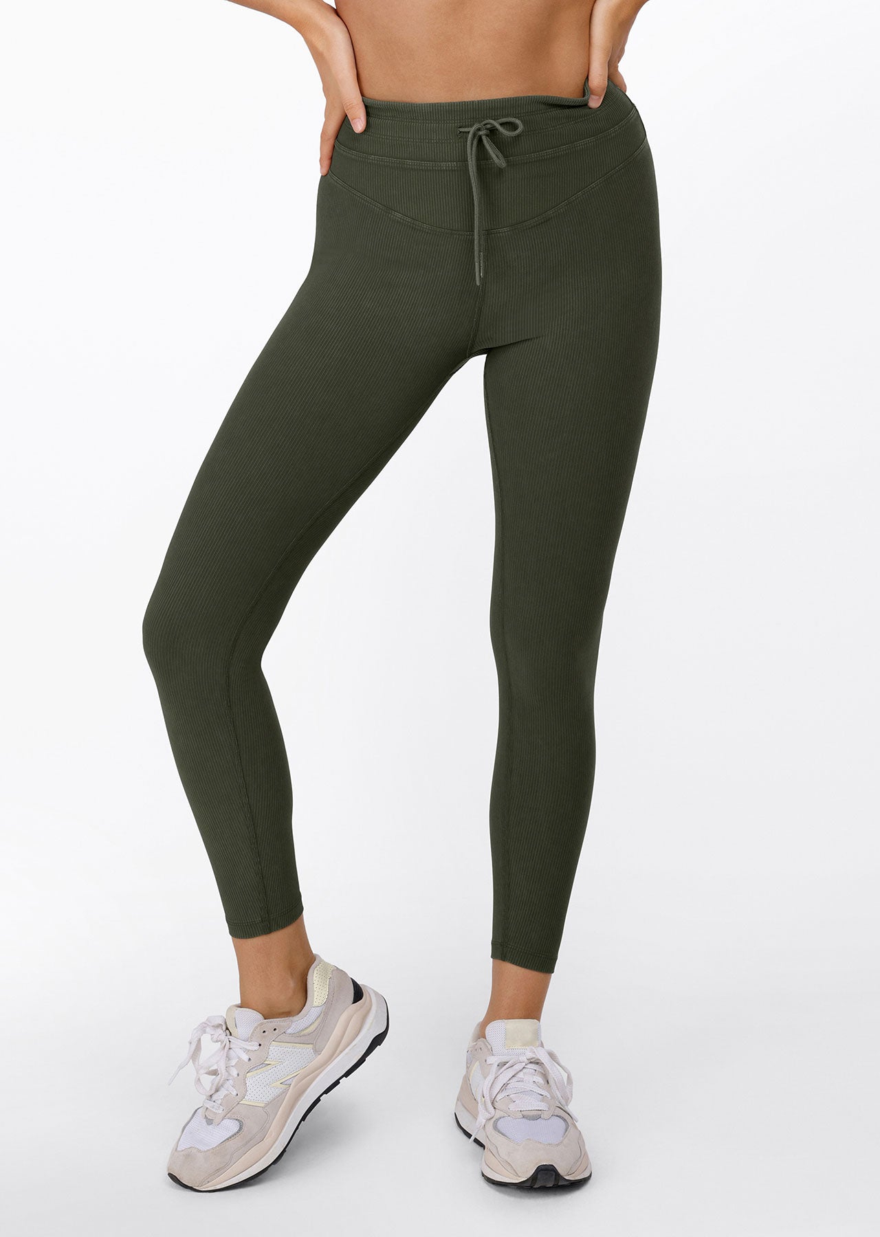 Lorna Jane Yin Washed Rib Full Length Leggings - Washed Luxury Green