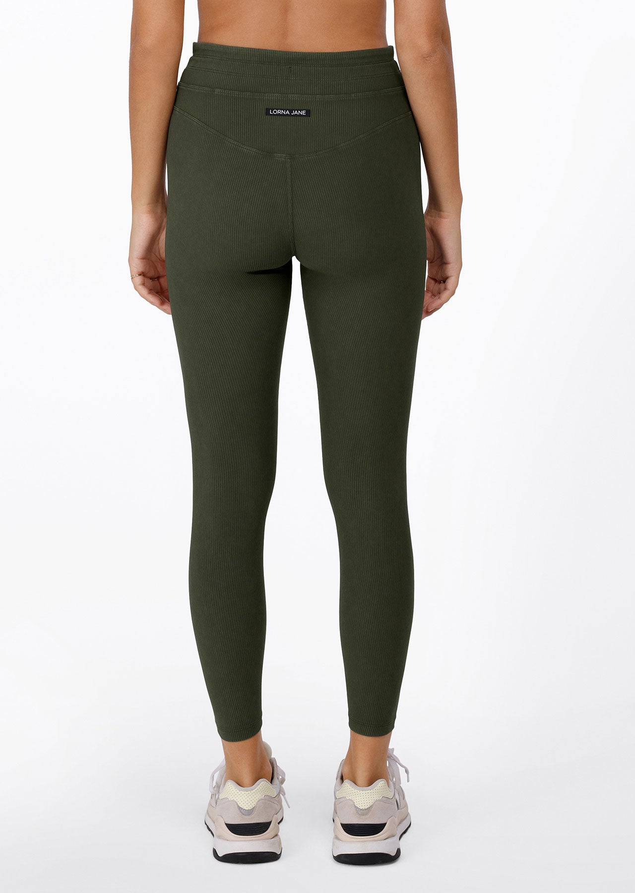 Lorna Jane Yin Washed Rib Full Length Leggings - Washed Luxury Green