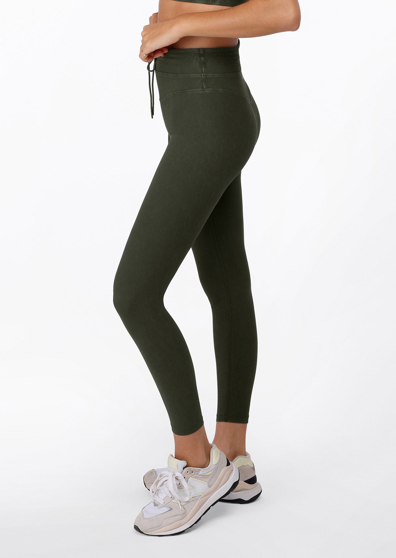 Lorna Jane Yin Washed Rib Full Length Leggings - Washed Luxury Green