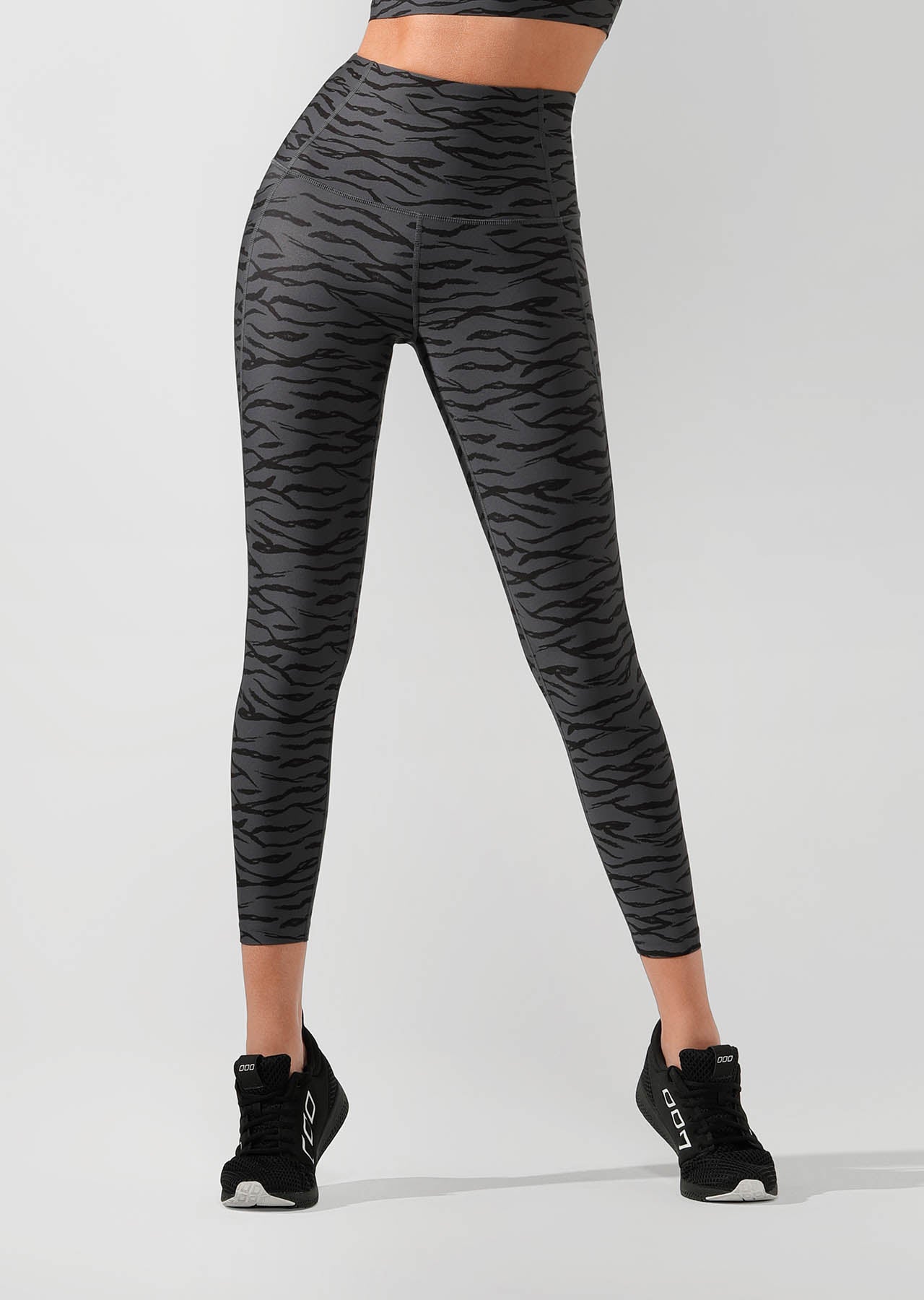 Lorna Jane Zebra Ankle Biter Tight - Titanium/Zebra Print