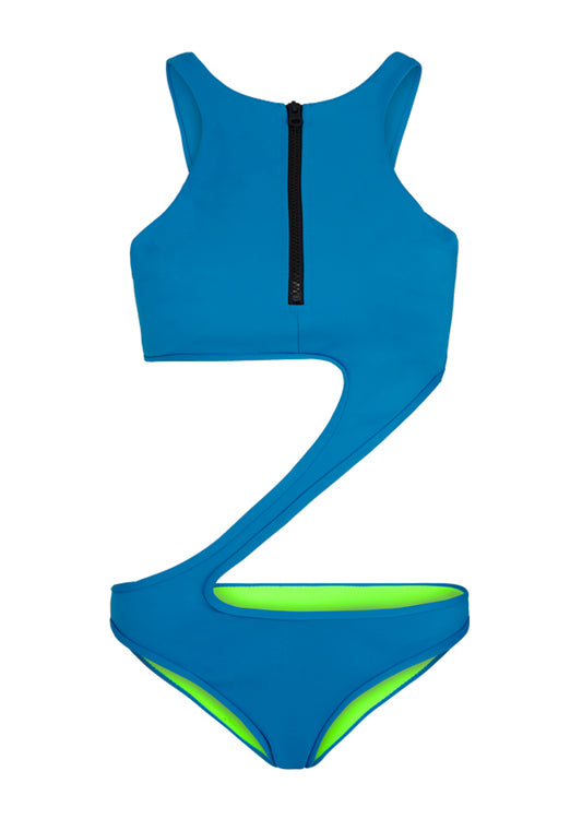 Lorna Jane Zora Swim One Piece - Pale Ocean/Hyper Lime